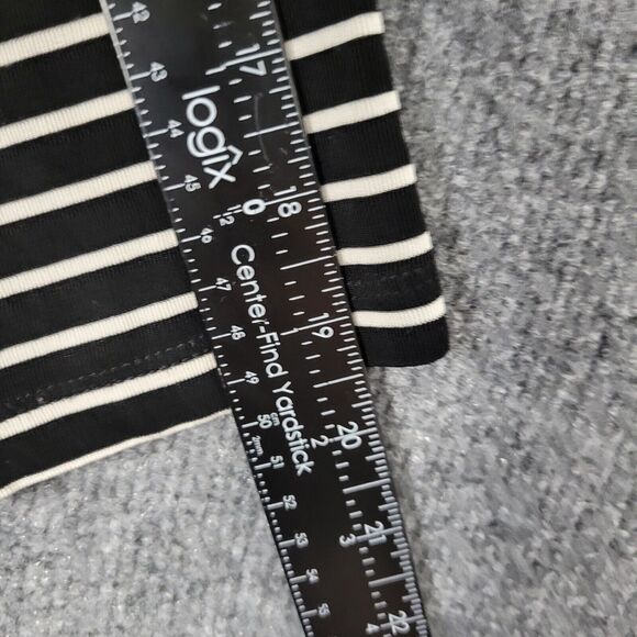 CHICOS TRAVELERS Black Striped Waterfall Slinky Knit Cardigan SIZE 1 US MEDIUM 8 - Picture 7 of 12